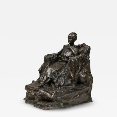 PAUL TROUBETZKOY bronze figure of 19th century seated woman Mary Clark de Brab