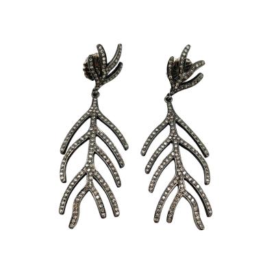 PAVE DIAMOND FISHBONE EARRINGS