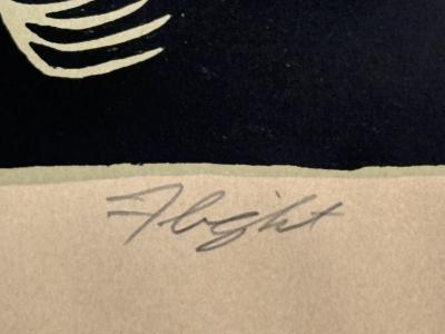 PENCIL SIGNED ABSTRACT BIRD TITLED FLIGHT