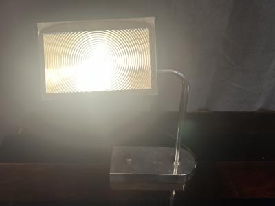 PETER PFISTERER RARE ART DECO CHROME AND CAST PLEXIGLASS ADJUSTABLE DESK LAMP BY PETER PFISTERER