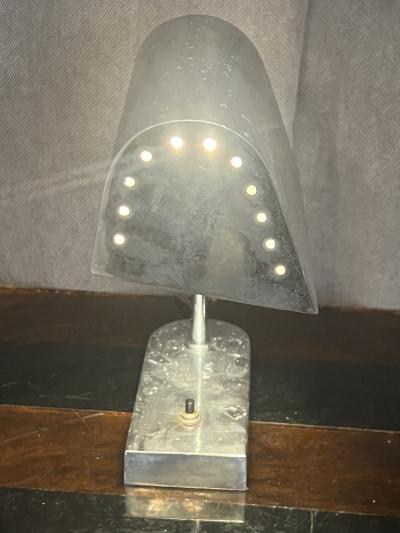 PETER PFISTERER RARE ART DECO CHROME AND CAST PLEXIGLASS ADJUSTABLE DESK LAMP BY PETER PFISTERER