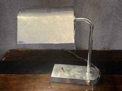 PETER PFISTERER RARE ART DECO CHROME AND CAST PLEXIGLASS ADJUSTABLE DESK LAMP BY PETER PFISTERER