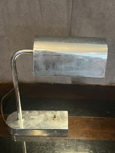 PETER PFISTERER RARE ART DECO CHROME AND CAST PLEXIGLASS ADJUSTABLE DESK LAMP BY PETER PFISTERER