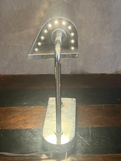 PETER PFISTERER RARE ART DECO CHROME AND CAST PLEXIGLASS ADJUSTABLE DESK LAMP BY PETER PFISTERER