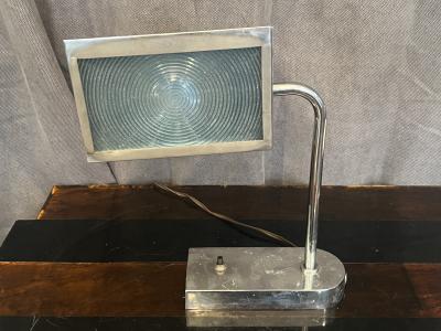 PETER PFISTERER RARE ART DECO CHROME AND CAST PLEXIGLASS ADJUSTABLE DESK LAMP BY PETER PFISTERER