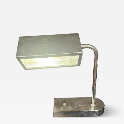 PETER PFISTERER RARE ART DECO CHROME AND CAST PLEXIGLASS ADJUSTABLE DESK LAMP BY PETER PFISTERER
