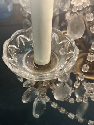 PETITE ITALIAN BRASS AND GLASS CRYSTAL FIVE LIGHT CHANDELIER