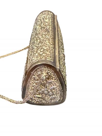 PETITE PIERCED FLORAL DESIGN SILVER PLATED HANDBAG