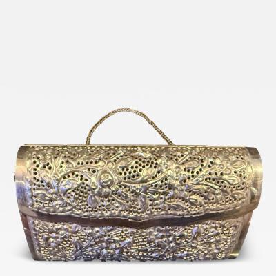 PETITE PIERCED FLORAL DESIGN SILVER PLATED HANDBAG