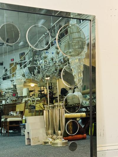 PHILLIPE SAINT JACQUES CLEAR MODERN MIRROR DECORATED WITH GREY MIRROR CIRCLES