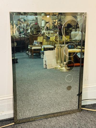 PHILLIPE SAINT JACQUES CLEAR MODERN MIRROR DECORATED WITH GREY MIRROR CIRCLES