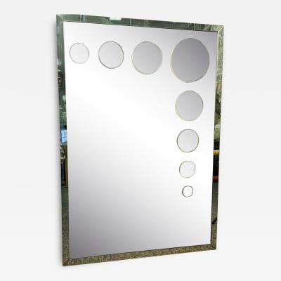 PHILLIPE SAINT JACQUES CLEAR MODERN MIRROR DECORATED WITH GREY MIRROR CIRCLES