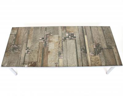 PIA MANU CERAMIC TILED ARTISANAL COFFEE TABLE BELGIUM C1960