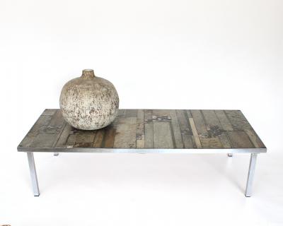 PIA MANU CERAMIC TILED ARTISANAL COFFEE TABLE BELGIUM C1960
