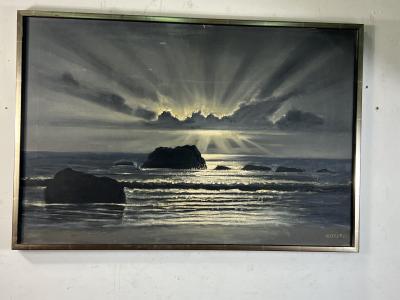 PIERRE MAXIM MID CENTURY AFTER THE STORM OIL PAINTING BY PIERRE MAXIM