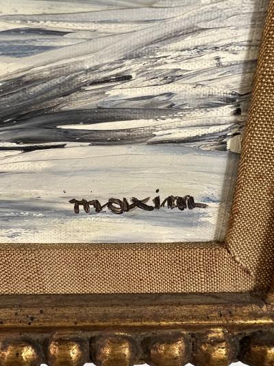 PIERRE MAXIM MID CENTURY IMPASTO OIL ON CANVAS OF VASE WITH FLOWERS BY PIERRE MAXIM