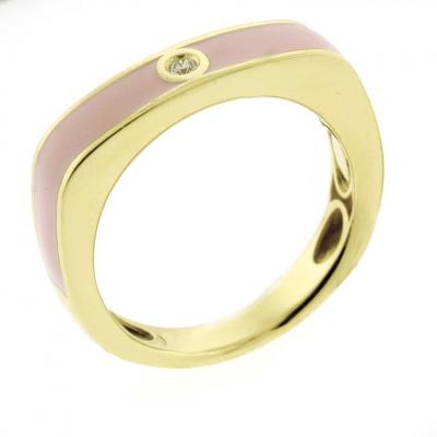 PINK ITALIAN ENAMEL DIAMOND RING