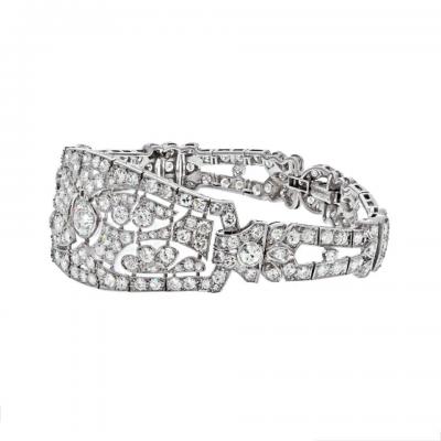 PLATINUM 12 00 CARAT ART DECO OPENWORK DIAMOND BRACELET