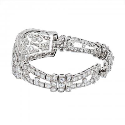 PLATINUM 12 00 CARAT ART DECO OPENWORK DIAMOND BRACELET