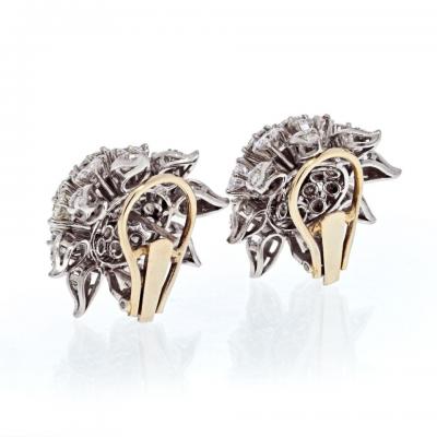 PLATINUM 12 00CTW ROUND CUT DIAMOND CLUSTER EARRINGS