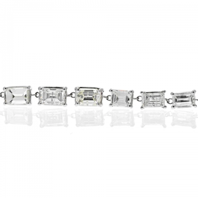 PLATINUM 12 53 CTTW EMERALD CUT DIAMOND BRACELET