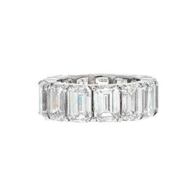 PLATINUM 13 38CTS EMERALD CUT DIAMOND ETERNITY ETERNITY BAND