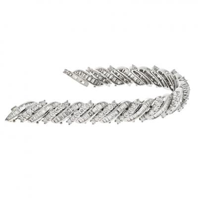 PLATINUM 16 50CTS MIDCENTURY ROUND AND BAGUETTE BRACELET
