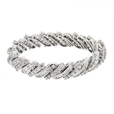 PLATINUM 16 50CTS MIDCENTURY ROUND AND BAGUETTE BRACELET