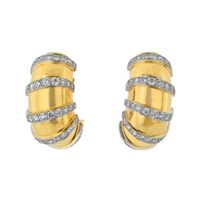 PLATINUM 18K YELLOW GOLD 11 50CTTW LARGE SHRIMP CLIP EARRINGS