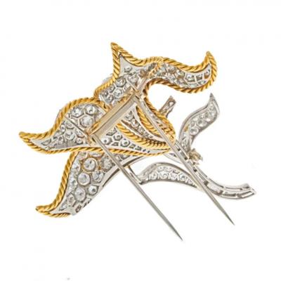 PLATINUM 18K YELLOW GOLD 25 00CTTW DIAMOND FLOWER BROOCH