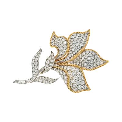 PLATINUM 18K YELLOW GOLD 25 00CTTW DIAMOND FLOWER BROOCH