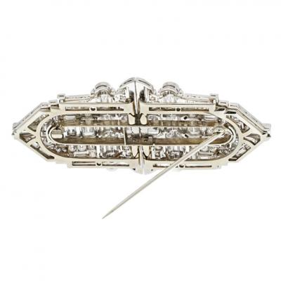 PLATINUM 1930S DECO DIAMOND DOUBLE CLIP BROOCH