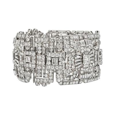 PLATINUM 1930S STATEMENT DECO 47 00CTTW DIAMOND BRACELET