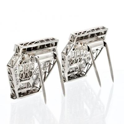 PLATINUM 1940S 8 00CTTW DIAMOND DOUBLE CLIP BROOCH