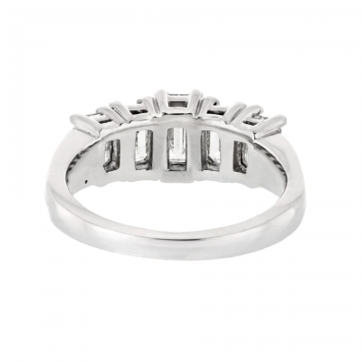 PLATINUM 2 00CTTW FIVE STONE EMERALD CUT RING