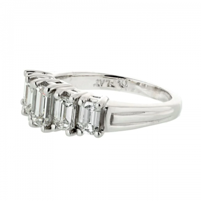 PLATINUM 2 00CTTW FIVE STONE EMERALD CUT RING