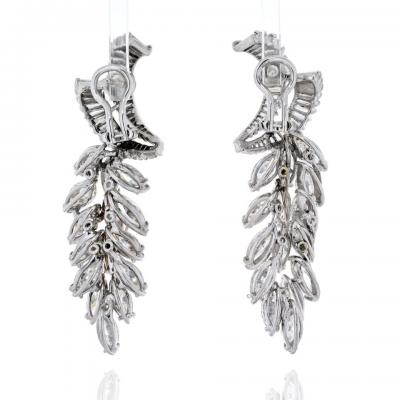 PLATINUM 21 CARAT DIAMOND SPRAY MARQUISE CUT EARRINGS