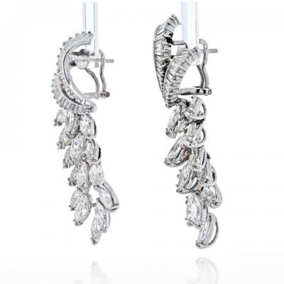 PLATINUM 21 CARAT DIAMOND SPRAY MARQUISE CUT EARRINGS