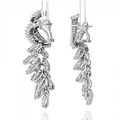 PLATINUM 21 CARAT DIAMOND SPRAY MARQUISE CUT EARRINGS