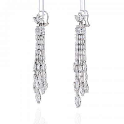 PLATINUM 27 CARAT DIAMOND HANGING CHANDELIER EARRINGS
