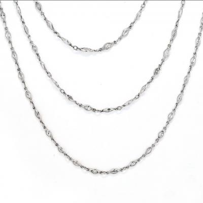 PLATINUM 29 50CTTW MARQUISE CUT DIAMOND BY THE YARD 70 INCHES NECKLACE