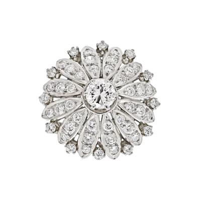 PLATINUM 3 54CTTW DIAMOND FLOWER MOTIF RING