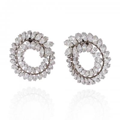 PLATINUM 30 CARAT MARQUISE DIAMOND SWIRL EARRINGS