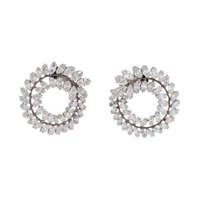 PLATINUM 30 CARAT MARQUISE DIAMOND SWIRL EARRINGS