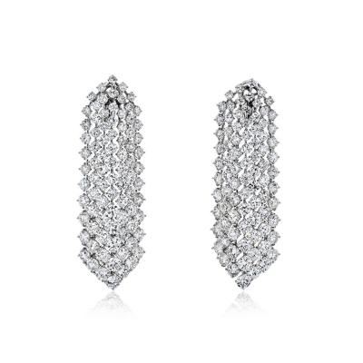 PLATINUM 35 CARATS CASCADING ROUND DIAMOND WATERFALL EARRINGS