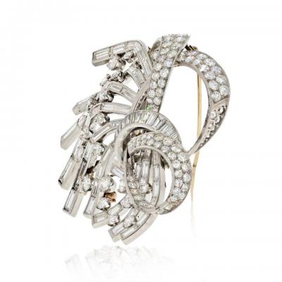 PLATINUM 35 CARATS DIAMOND SPRAY 1950S BROOCH