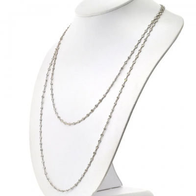 PLATINUM 48 INCHES DIAMOND BY THE YARD CHAIN NECKLACE