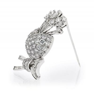 PLATINUM 5 00CTTW ESTATE DIAMOND BROOCH