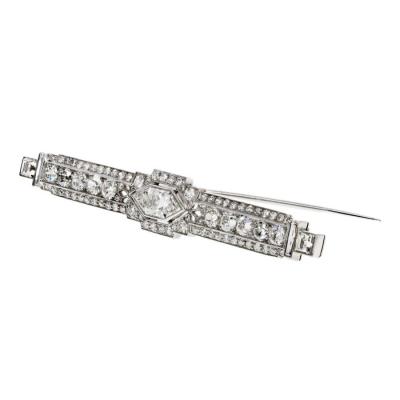 PLATINUM 5 25CTTW ART DECO BAR PIN BROOCH