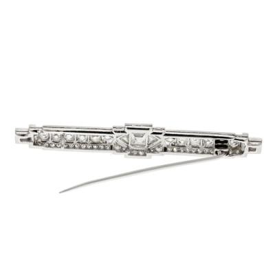 PLATINUM 5 25CTTW ART DECO BAR PIN BROOCH